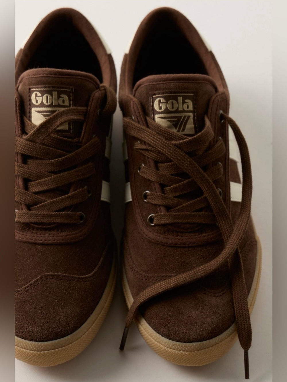 NIB GOLA Badminton Suede Sneakers | Dark Brown/Off White/Gum MSRP $110 7.5US